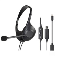 Audio Technica Wired USB Stereo Lightweight Headset with Adjustable Microphone