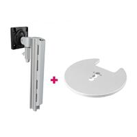 Atdec AWMS-1340 130mm Arm + 400mm Post / 12kg (26.5lb) Flat Screens, 10kg (22lb) Curved Screens + Grommet Clamp Desk Fixing, Silver