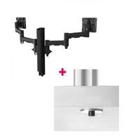 Atdec AWMS-2-4640 Dual Monitor Swing Arms on 400mm Post / 12kg (26.5lb) Flat Screens, 10kg (22lb) Curved Screens + Bolt-Through Desk Fixing, Black