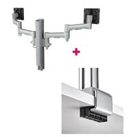 Atdec AWMS-2-4640 Dual Monitor Swing Arms on 400mm Post / 12kg (26.5lb) Flat Screens, 10kg (22lb) Curved Screens + C Clamp Desk Fixing, Silver