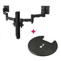 Atdec AWMS-2-4640 Dual Monitor Swing Arms on 400mm Post / 12kg (26.5lb) Flat Screens, 10kg (22lb) Curved Screens + Grommet Clamp Desk Fixing, Black