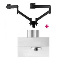 Atdec AWMS-2-D13 Dual 690mm Dynamic Monitor Arms + 135mm Post / 8kg Flat and Curved Screens + Bolt-Through Desk Fixing, Black