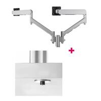 Atdec AWMS-2-D13 Dual 690mm Dynamic Monitor Arms + 135mm Post / 8kg Flat and Curved Screens + Bolt-Through Desk Fixing, Silver