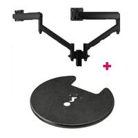 Atdec AWMS-2-D13 Dual 690mm Dynamic Monitor Arms + 135mm Post / 8kg Flat and Curved Screens + Grommet Clamp Desk Fixing, Black