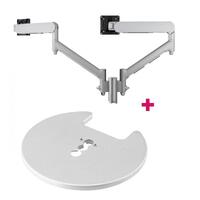 Atdec AWMS-2-D13 Dual 690mm Dynamic Monitor Arms + 135mm Post / 8kg Flat and Curved Screens + Grommet Clamp Desk Fixing, Silver