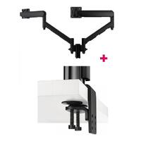 Atdec AWMS-2-D13 Dual 690mm Dynamic Monitor Arms + 135mm Post / 8kg (17.6lb) Flat and Curved Screens + Heavy-Duty F Clamp Desk Fixing, Black