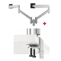 Atdec AWMS-2-D13 Dual 690mm Dynamic Monitor Arms + 135mm Post / 8kg (17.6lb) Flat and Curved Screens + Heavy-Duty F Clamp Desk Fixing, Silver
