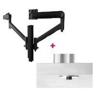 ATDEC AWMS-2-D40 Dual 690mm Dynamic Monitor Arms + 400mm Post / 8kg Flat and Curved Screens + Bolt-Through Desk Fixing, Black