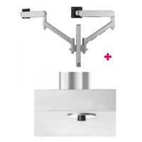 Atdec AWMS-2-D40 Dual 690mm Dynamic Monitor Arms + 400mm Post / 8kg (17.6lb) Flat and Curved Screens + Bolt-Through Desk Fixing, Silver