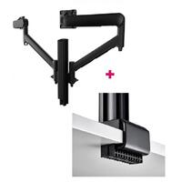 Atdec AWMS-2-D40 Dual 690mm Dynamic Monitor Arms + 400mm Post / 8kg (17.6lb) Flat and Curved Screens + C Clamp Desk Fixing, Black