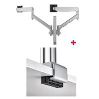 Atdec AWMS-2-D40 Dual 690mm Dynamic Monitor Arms + 400mm Post / 8kg (17.6lb) Flat and Curved Screens + C Clamp Desk Fixing, Silver