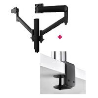 Atdec AWMS-2-D40 Dual 690mm Dynamic Monitor Arms + 400mm Post / 8kg (17.6lb) Flat and Curved Screens + F Clamp Desk Fixing, Black
