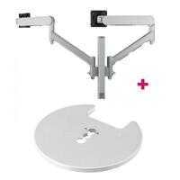 Atdec AWMS-2-D40 Dual 690mm Dynamic Monitor Arms + 400mm Post / 8kg (17.6lb) Flat and Curved Screens + Grommet Clamp Desk Fixing, Silver