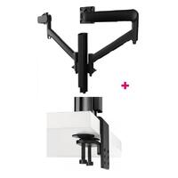 Atdec AWMS-2-D40 Dual 690mm Dynamic Monitor Arms + 400mm Post / 8kg (17.6lb) Flat and Curved Screens + Heavy-Duty F Clamp Desk Fixing, Black