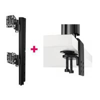 Atdec AWMS-2-LTHT75 Heavy Duty Dual Mount + 750mm Post / 18kg (40lb) Flat Screens, 12kg (26.5lb) Curved Screens + Heavy-Duty FClamp Desk Fixing, Black