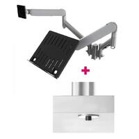 Atdec AWMS-2-ND13 Notebook-Monitor Combo Mount + 135mm Post / 9kg (20lb) Flat Screens, 6kg (13.5lb) Curved Screens + Bolt-Through Desk Fixing, Silver