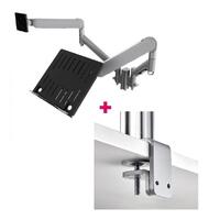Atdec AWMS-2-ND13 Notebook-Monitor Combo Mount + 135mm Post / 9kg (20lb) Flat Screens, 6kg (13.5lb) Curved Screens + F Clamp Desk Fixing, Silver