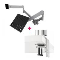 Atdec AWMS-2-ND13 Notebook-Monitor Combo Mount + 135mm Post / 9kg (20lb) Flat Screens, 6kg (13.5lb) Curved Screens + H-Duty FClamp Desk Fixing, Silver