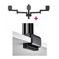 Atdec AWMS-3-13714 Triple Monitor Arms + 400mm Post / 12kg (26.5lb) Flat Screens, 10kg (22lb) Curved Screens + C Clamp Desk Fixing, Black