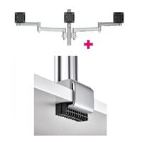 Atdec AWMS-3-13714 Triple Monitor Arms + 400mm Post / 12kg (26.5lb) Flat Screens, 10kg (22lb) Curved Screens + C Clamp Desk Fixing, Silver