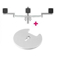 Atdec AWMS-3-13714 Triple Monitor Arms + 400mm Post / 12kg (26.5lb) Flat Screens, 10kg (22lb) Curved Screens + Grommet Clamp Desk Fixing, Silver