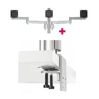 Atdec AWMS-3-13714 Triple Monitor Arms + 400mm Post / 12kg (26.5lb) Flat Screens, 10kg (22lb) Curved Screens + Heavy-Duty F Clamp Desk Fixing, Silver