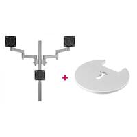 Atdec AWMS-3-TH467 Triple Monitor &quot;Stack&quot; Desk Mount and Grommet Clamp Desk Fixing, Silver