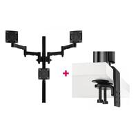 Atdec AWMS-3-TH467 Triple Monitor &quot;Stack&quot; Desk Mount and Heavy-Duty F Clamp Desk Fixing, Black