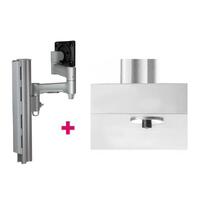 Atdec AWMS-4640 Single 460mm Monitor Arm + 400mm Post / 12kg (26.5lb) Flat Screen, 10kg (22lb) Curved Screen + Bolt-Through Desk Fixing, Silver
