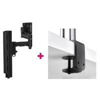Atdec AWMS-4640 Single 460mm Monitor Arm + 400mm Post / 12kg (26.5lb) Flat Screen, 10kg (22lb) Curved Screen + F Clamp Desk Fixing, Black