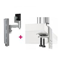Atdec AWMS-4640 Single 460mm Monitor Arm + 400mm Post / 12kg (26.5lb) Flat Screen, 10kg (22lb) Curved Screen + Heavy-Duty F Clamp Desk Fixing, Silver