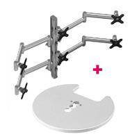 Atdec AWMS-6-13717 Hex Monitor Mount + 750mm Post / 12kg (26.5lb) Flat Screens, 10kg (22lb) Curved Screens + Grommet Clamp Desk Fixing, Silver