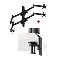 Atdec AWMS-6-13717 Hex Monitor Mount + 750mm Post / 12kg (26.5lb) Flat Screens, 10kg (22lb) Curved Screens + Heavy-Duty F Clamp Desk Fixing, Black