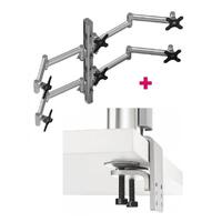 Atdec AWMS-6-13717 Hex Monitor Mount + 750mm Post / 12kg (26.5lb) Flat Screens, 10kg (22lb) Curved Screens + Heavy-Duty F Clamp Desk Fixing, Silver