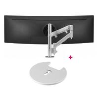 Atdec AWMS-HX40 597mm Dynamic Arm + 400mm Post / 6-14kg (13lb-31lb) Flat Screen, 6-12kg (13lb-26.5lb) Curved Screen + Grommet Clamp DeskFixing, Silver