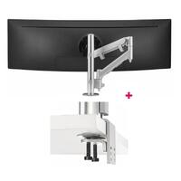 Atdec AWMS-HX40 597mm Dynamic Arm + 400mm Post/ 6-14kg (13lb-31lb) Flat Screen, 6-12kg (13lb-26.5lb) Curved Screen + HDuty F Clamp Desk Fixing, Silver