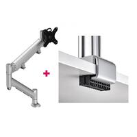 Atdec AWMS-HXB Heavy Duty 597mm Dynamic Monitor Arm / 6-16kg (13-35lb) Flat Screen, 6-12kg (13-26.5lb) Curved Screen + C Clamp Desk Fixing, Silver
