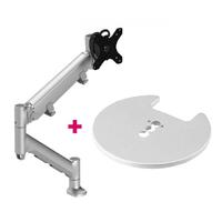 Atdec AWMS-HXB Heavy Duty 597mm Dynamic Monitor Arm/ 6-16kg (13-35lb) Flat Screen, 6-12kg (13-26.5lb) Curved Screen + Grommet Clamp DeskFixing, Silver