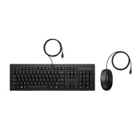 HP 225 USB Wired Desktop Keyboard Mouse Combo G2 USB-A Three button mouse adjustable keyboard feet Easy Clean Plug&Play for Notebook Desktop PC
