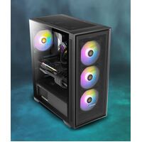 Antec AX81 E-ATX, 1x 360mm Radiator Front, 4x ARGB 12CM Fans 3x Front & 1x Rear included. RGB controller for six fans. Mesh Tempered Glass Case - SI