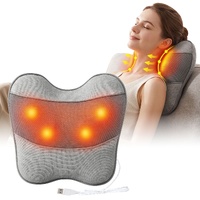 Livemor Back Massager with Heat, USB Neck and Shoulder Massage Pillow, 3-Speed Ergonomic Lumbar Support Cushion for Office Chair, Portable Muscle Reli