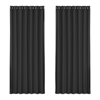 Artiss 2X Blockout Curtains Eyelet 240x230cm Black