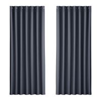 Artiss 2X Blockout Curtains Eyelet 240x230cm Charcoal