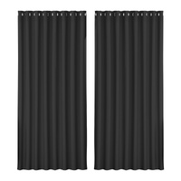 Artiss 2X Blockout Curtains Eyelet 300x230cm Black
