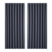 Artiss 2X Blockout Curtains Eyelet 300x230cm Charcoal