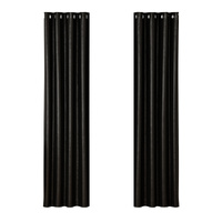 Artiss 2X Blockout Curtains Eyelet 140x230cm Black Shine
