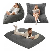 Artiss 3 in 1 Bean Bag Chair Cover (No Filler) Convertible Bean Bag for Adults, Corduroy Stuffed Animal Storage Bean Bag Cover Washable for Living Roo