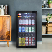 Devanti 98L Bar Fridge Glass Door Mini Fridges Freezer Black