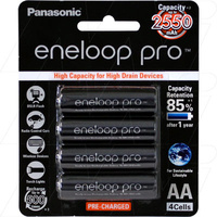 Panasonic BK-3HCCE 1.2V 2550mAh Eneloop Pro Rechargeable AA NiMH Battery 4PK