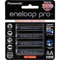 Panasonic BK-3HCCE 1.2V 2550mAh Eneloop Pro Rechargeable AA NiMH Battery 4PK